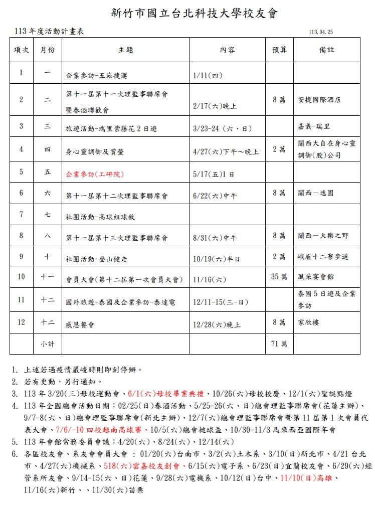 113年活動計畫